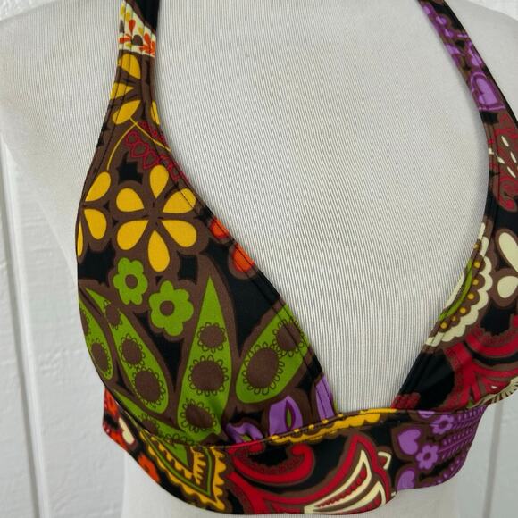 Victoria's Secret Women Bikini Top Swimwear Padded Floral Retro Black Size Small - Picture 3 of 7